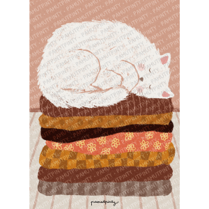 Fehér cica ruhákkal