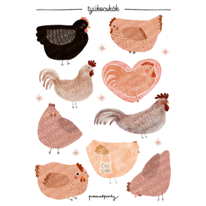 "Tyúkocskák" matricaív